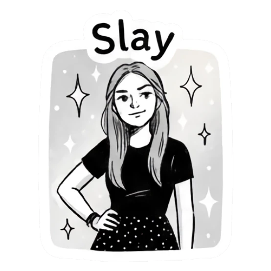 Girl standing confidently with hands on hips Doodle Girl Daily Vibes sticker for expressive chats and social replies.