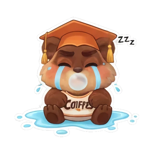 小熊含着奶嘴哭着睡觉 Coiffes Bear Graduation Stickers sticker for expressive chats and social replies.