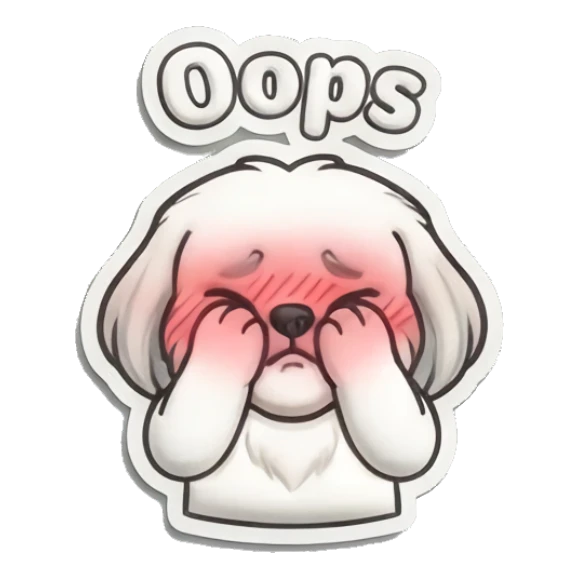 Shih Tzu blushing and covering its face with hands Puffy Shih Tzu Pals sticker for expressive chats and social replies.