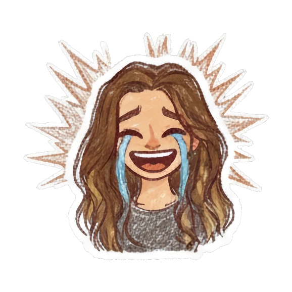 Crying girl with streaming tears and text I am crying Curly Haired Girl Daily Vibes sticker for expressive chats and social replies.