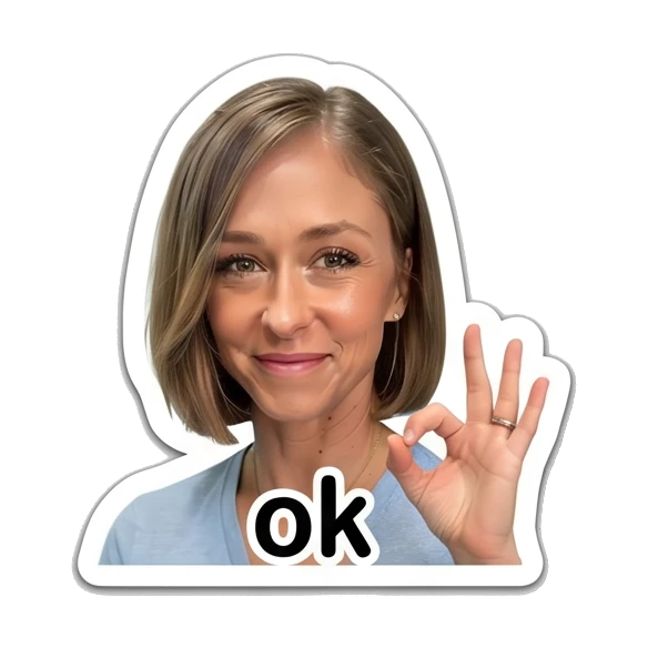 Young woman making an OK hand gesture with text 'ok' Daily Life of a Modern Woman sticker for expressive chats and social replies.