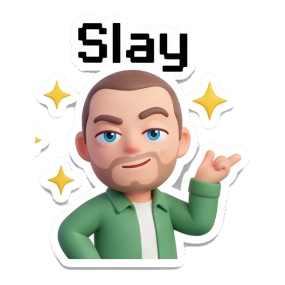 Man posing confidently with sparkles Casual Guy Daily Vibes sticker for expressive chats and social replies.