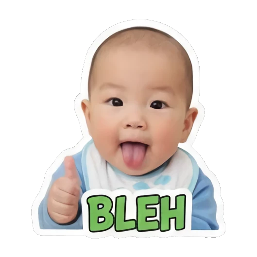 搞怪的宝宝说BLEH Little Baby Expressions sticker for expressive chats and social replies.