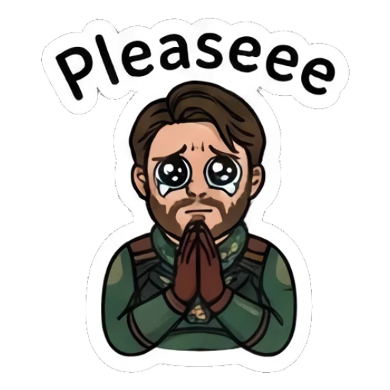 Soldier boy looking pleading with puppy eyes Soldier Boy Daily Vibes sticker for expressive chats and social replies.