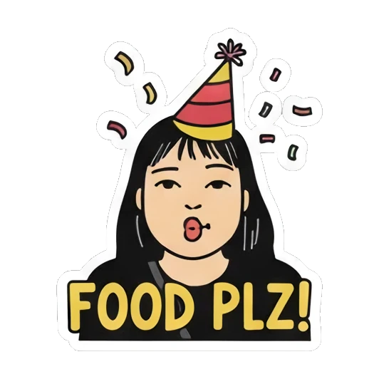 派对求食女孩 Girl's Daily Moods sticker for expressive chats and social replies.
