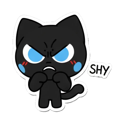 shy cat looking embarrassed Playful Black Cat Expressions sticker for expressive chats and social replies.