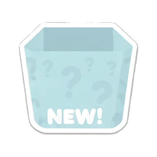 Empty box with question marks and NEW text. Cheerful Clay Bear Buddies sticker for expressive chats and social replies.
