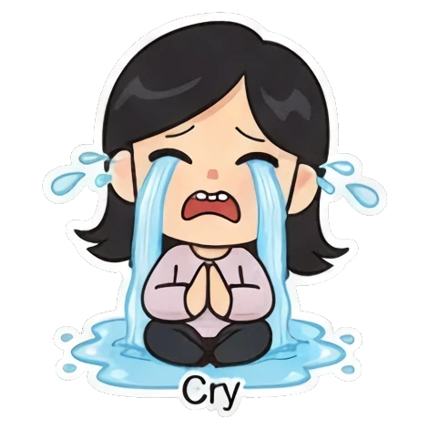 crying loudly Cheerful Girl Daily Life sticker for expressive chats and social replies.