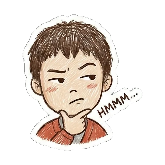 thinking boy hmmm Little Boy Doodle Expressions sticker for expressive chats and social replies.
