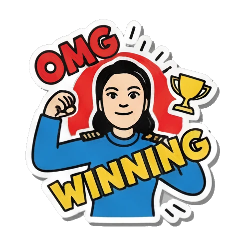 欢呼胜利Winning Pop Art Girl's Daily Moods sticker for expressive chats and social replies.