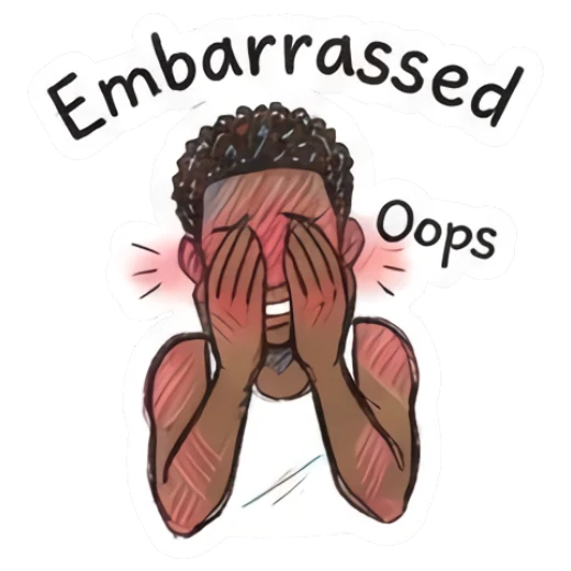 Embarrassed young man covering his face with hands with text Oops Doodle Boy Expressions sticker for expressive chats and social replies.