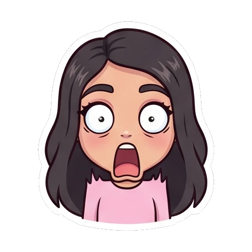 Girl looking shocked with wide eyes and open mouth Cheerful Girl Daily Life sticker for expressive chats and social replies.