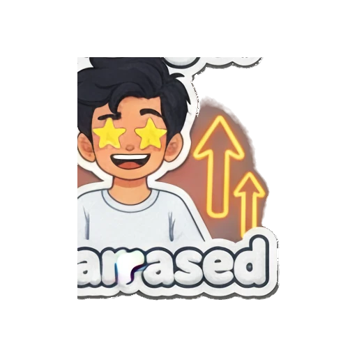 Boy with star eyes looking excited with text Let's go Playful Boy Daily Vibes sticker for expressive chats and social replies.