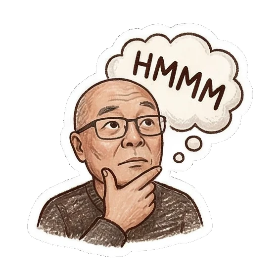 Thinking hmm Bald Uncle Daily Life sticker for expressive chats and social replies.