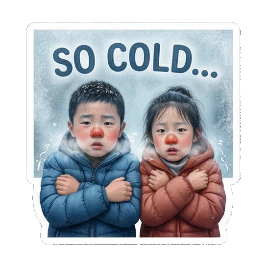 互相围围巾取暖 Winter Kids Duo sticker for expressive chats and social replies.