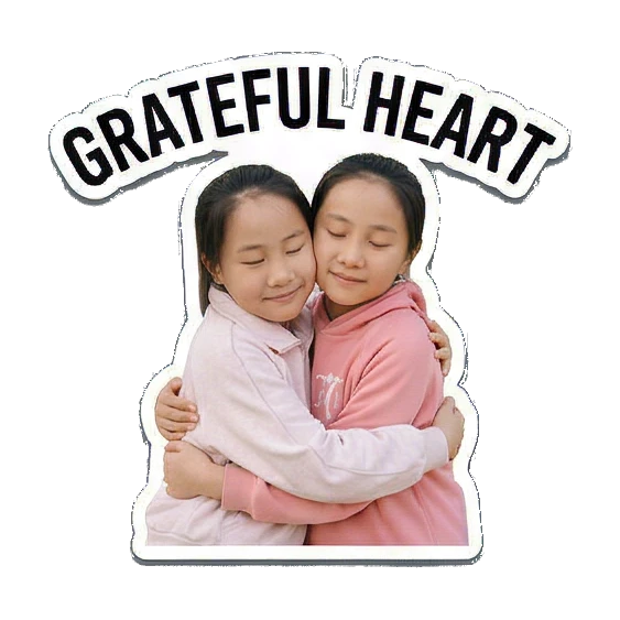 深情拥抱表达感恩 New Year Kids Duo sticker for expressive chats and social replies.