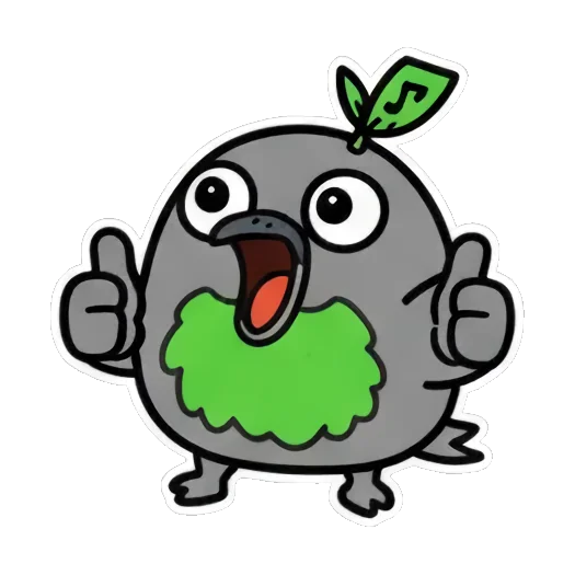 竖起大拇指点赞的小鸟 Cute Leaf Bird Expressions sticker for expressive chats and social replies.