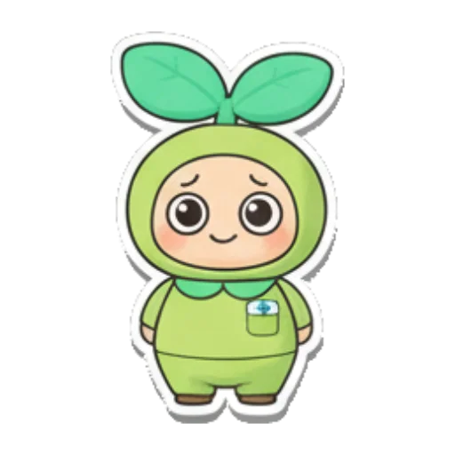 萌芽精灵平静地看着 Sproutling Emotions sticker for expressive chats and social replies.