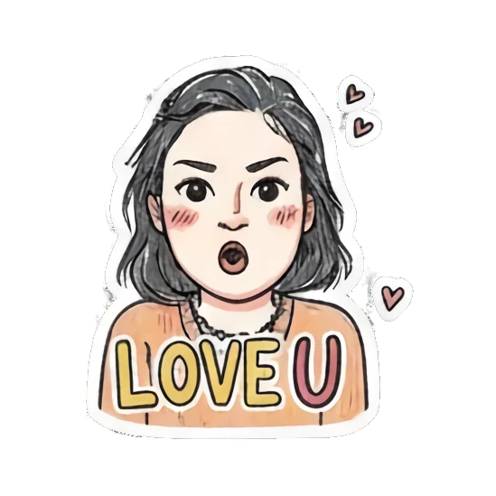 loving girl saying LOVE U Daily Life of a Playful Girl sticker for expressive chats and social replies.