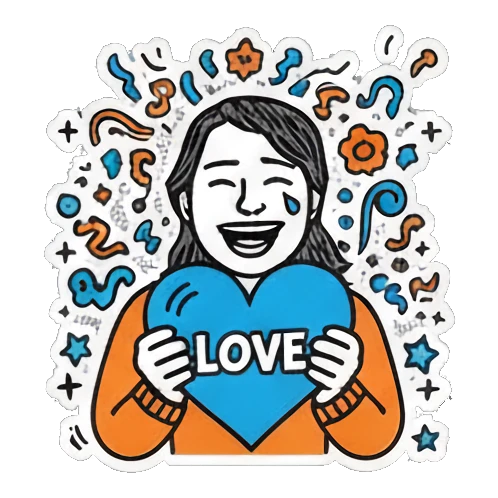 抱着爱心表达爱意 Pop Art Girl Expressions sticker for expressive chats and social replies.