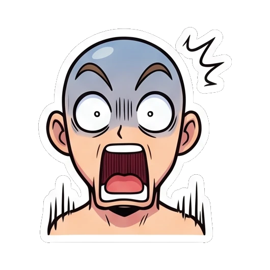 Bald boy shocked with mouth wide open Baldy Boy Daily Life sticker for expressive chats and social replies.