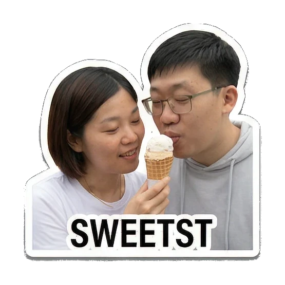 couple looking at heart Sweet Couple Moments sticker for expressive chats and social replies.