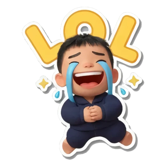 小男孩哭泣笑LOL Little Boy's Moods sticker for expressive chats and social replies.