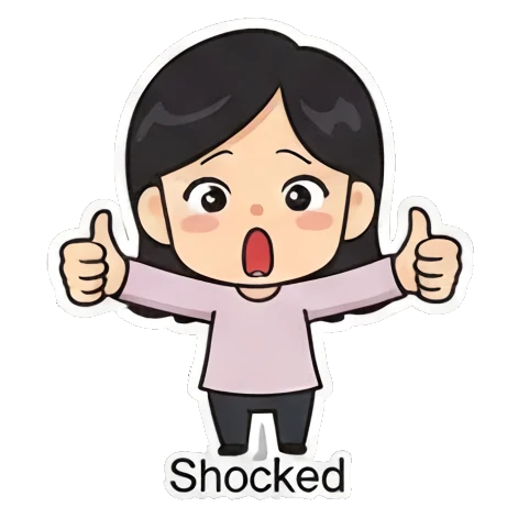 shocked expression Cheerful Girl Daily Life sticker for expressive chats and social replies.
