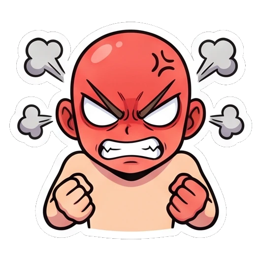 Bald boy turning red with extreme anger Baldy Boy Daily Life sticker for expressive chats and social replies.