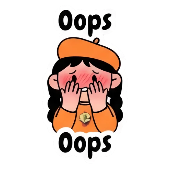Girl blushing and covering face, Oops text Beret Girl Daily Vibes sticker for expressive chats and social replies.