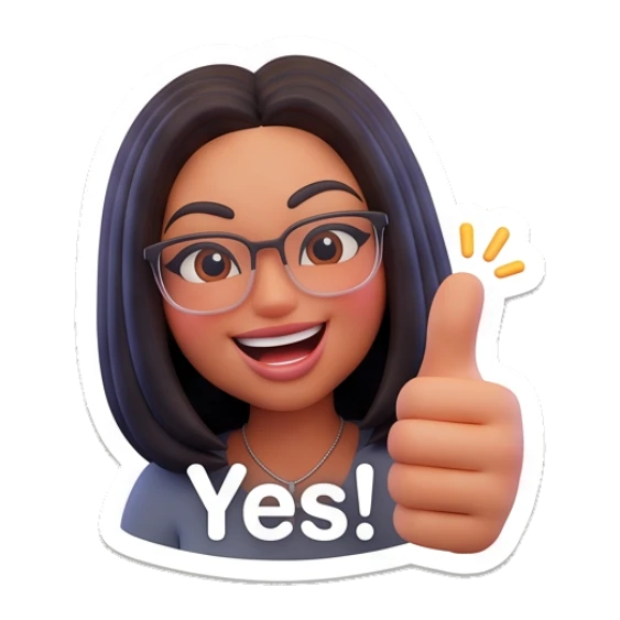 Girl giving a thumbs up with a smile and text Yes Modern Girl Daily Vibes sticker for expressive chats and social replies.