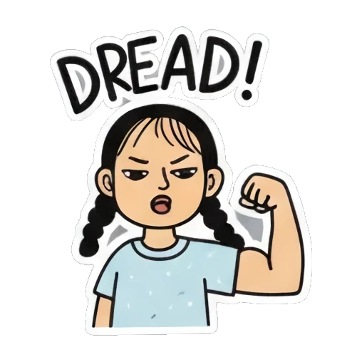 女孩握拳展示力量 Playful Pigtail Girl sticker for expressive chats and social replies.