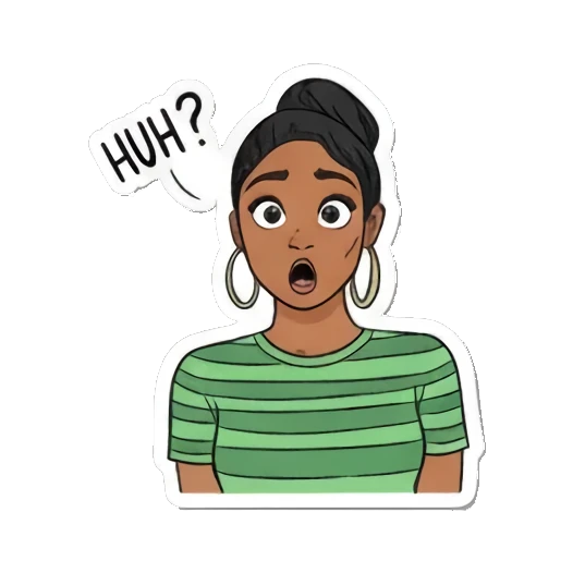 疑惑不解表情 Doodle Girl Moods sticker for expressive chats and social replies.