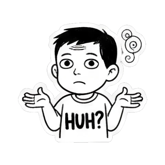 confused boy asking huh Quirky Boy Daily Life sticker for expressive chats and social replies.