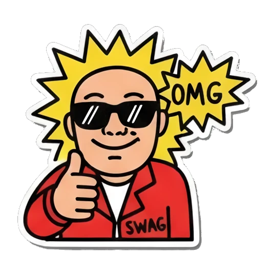 cool guy with sunglasses Bald Guy Pop Art Vibes sticker for expressive chats and social replies.