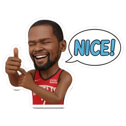 Basketball player giving a thumbs up with a NICE bubble. Basketball Star Expressions sticker for expressive chats and social replies.