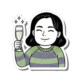 女孩举杯庆祝新年快乐 Girl's Daily Moods sticker for expressive chats and social replies.