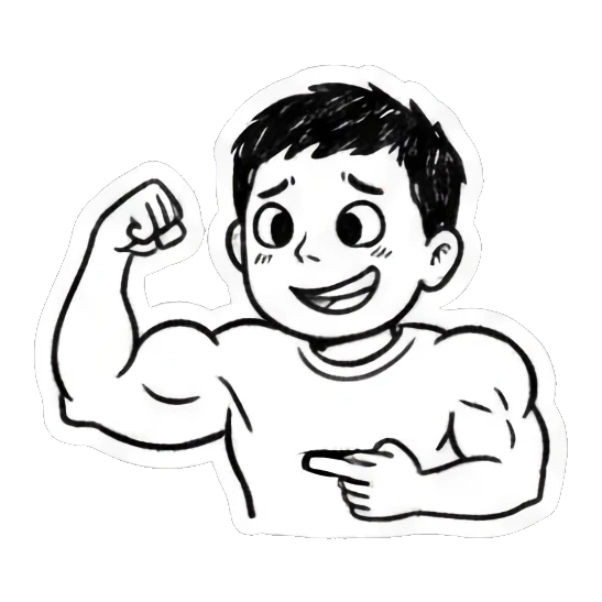 卡通人物秀肌肉 Doodle Guy's Moods sticker for expressive chats and social replies.