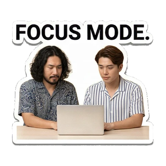 两人专注办公 Dynamic Duo Daily Vibes sticker for expressive chats and social replies.