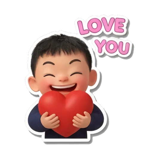 爱心表白男孩 Little Boy's Moods sticker for expressive chats and social replies.