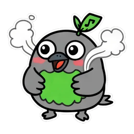 冒汗兴奋的小鸟 Cute Leaf Bird Expressions sticker for expressive chats and social replies.