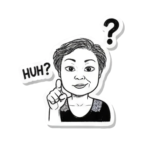 女性困惑HUH Auntie's Daily Moods sticker for expressive chats and social replies.