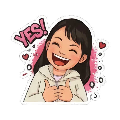 少女点赞表情YES Street Style Girl Expressions sticker for expressive chats and social replies.