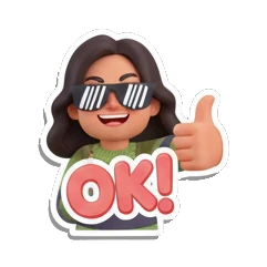 Girl wearing sunglasses giving a thumbs up with OK text Cheerful Girl Daily Life sticker for expressive chats and social replies.