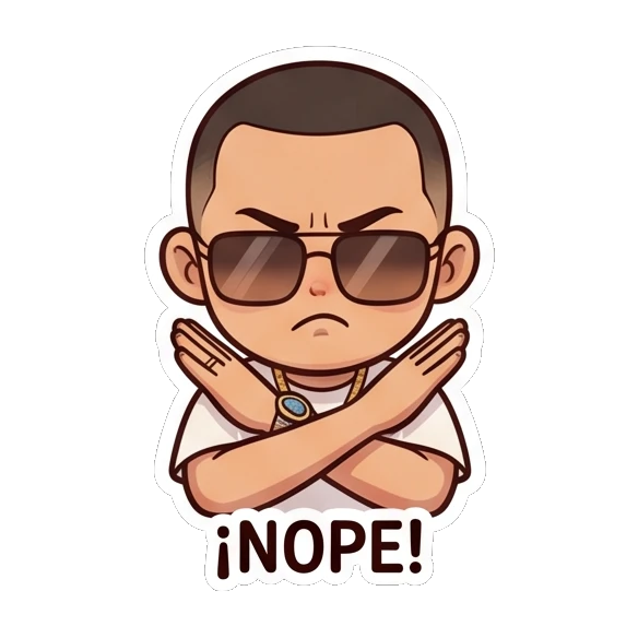 Man making an X gesture with arms to show refusal Cool Urban Guy Daily sticker for expressive chats and social replies.