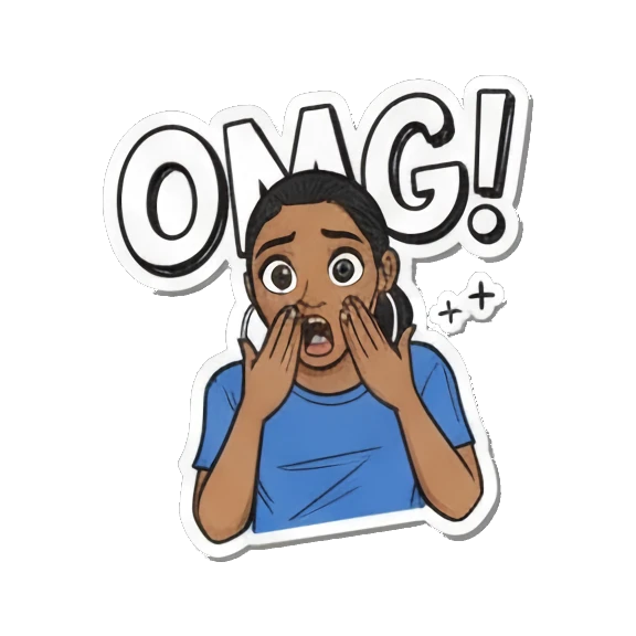 惊讶表情表达OMG Urban Diva Vibes sticker for expressive chats and social replies.