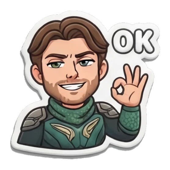 Hero character making an OK gesture with a confident smile. Heroic Daily Vibes sticker for expressive chats and social replies.