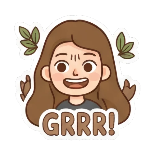 Smiling girl excited Girl's Daily Moods sticker for expressive chats and social replies.