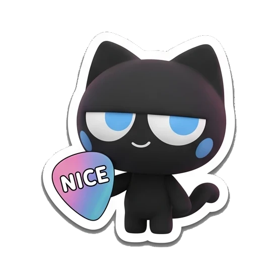 黑猫展示拨片 Melodic Black Cat sticker for expressive chats and social replies.