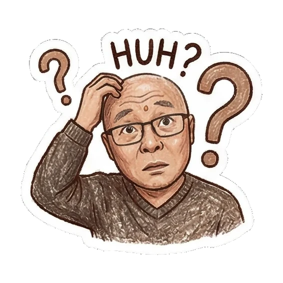 Confused scratching head Bald Uncle Daily Life sticker for expressive chats and social replies.